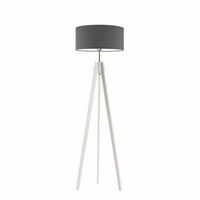 Lampa podłogowa HAITI abażur szary stalowy stelaż biały