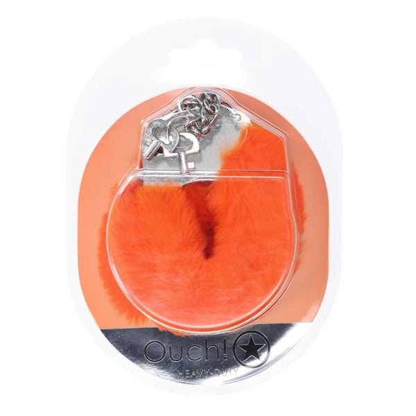 Heavy-Duty Fluffy Handcuffs - Orange zdjęcie 2