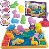 WOOPIE Piasek Kinetyczny 1,2 kg Zestaw XL ZOO Stolik z Foremkami