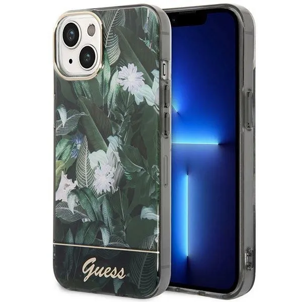Etui Guess Jungle Collection na iPhone 14 Plus - zielone zdjęcie 1