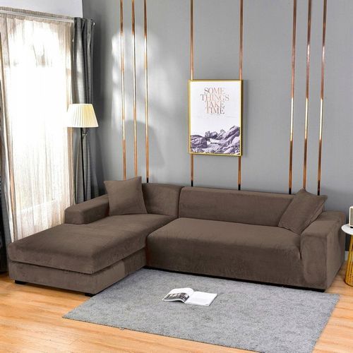 Pokrowiec Na Narożnik W Kształcie Litery ""L"" Kakaowy Brąz Welur na Arena.pl