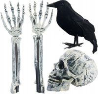 SZTUCZNA CZASZKA RĘCE KRUK WYSTAJĄCE Z ZIEMI DEKORACJA OGRODU NA HALLOWEEN