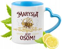 Dla Marysi Kubek Błękitny Z Uszkiem W Kształcie Serca Na Prezent Na Kawę