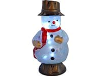 ZNICZ LAMPION FIGURKA OZDOBA BAŁWAN SZKLANY+LAMPKI LED