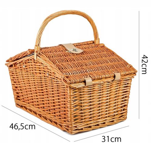Koszyk piknikowy wiklina termotorba zestaw XXL talerze sztućce dla 4 osób na Arena.pl