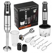 MOCNY BLENDER WIELOFUNKCYJNY MIKSER RĘCZNY 1500W SREBRNY LED AKCESORIA