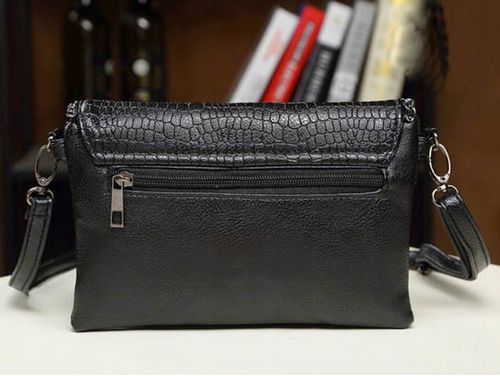 Torebka Damska CZARNA Kopertówka Łańcuch na Ramię Pasek EKO Skóra Krokodyla na Arena.pl