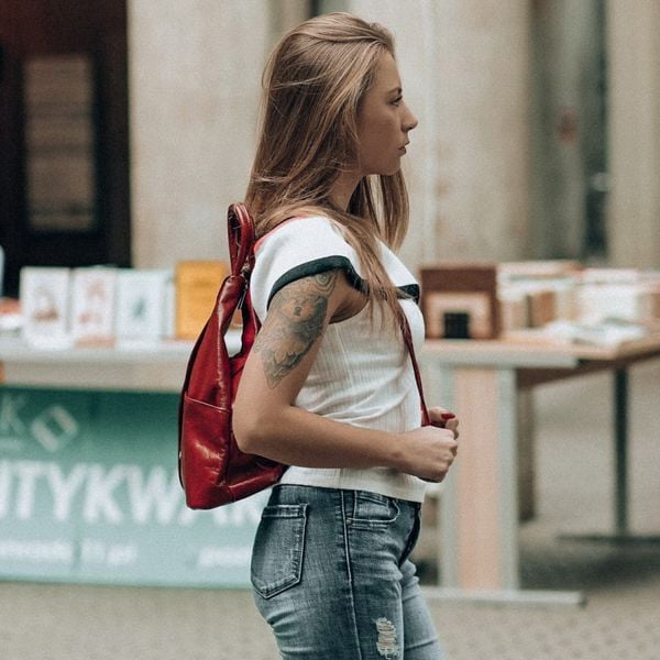 BELTIMORE plecak damski skórzany trójkątny elegancki V478 brązowy zdjęcie 5