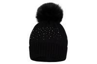 BROEL NASTAZJA czapka dla dziewczynki z pomponem czarna 50-52