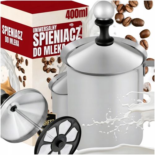 SPIENIACZ DO MLEKA RĘCZNY STALOWY GARNEK UBIJAK 400 ML na Arena.pl