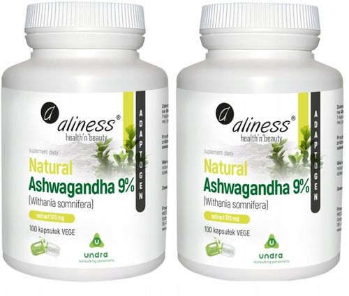 Aliness Ashwaganda 580 mg 9% 2x100kaps. Spokój Sen Wytrzymałość Niepokój na Arena.pl
