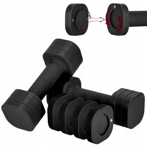 HANTELKI HANTLE CIĘŻARKI REWGULOWANE 4w1 ZESTAW DO ĆWICZEŃ FITNESS 2x2,27kg na Arena.pl