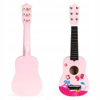 Gitara dla dzieci drewniana metalowe struny kostka