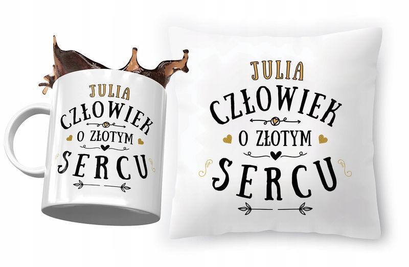 Zestaw Dla Juli Poduszka + Kubek Na Prezent Z Nadrukiem Ze Zdjęciem zdjęcie 1