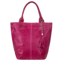 VERA PELLE torebka damska skórzana shopper przeplatana V521 fuksja