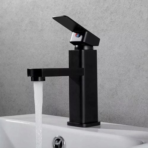 BATERIA ŁAZIENKOWA UMYWALKOWA KRAN DO UMYWALKI NISKI NABLATOWY CZARNY na Arena.pl