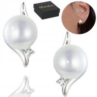 Kolczyki Srebrne PRÓBA 925 z Cyrkoniami i Perła SREBRO Sztyfty WKRĘTKI