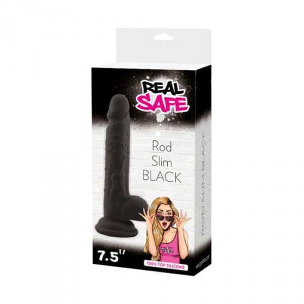 Dildo-Fallo Realistico Real Safe Rod Slim Black zdjęcie 1