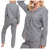 Damska piżama bawełniana długi rękaw rozpinana szara S