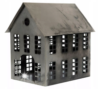 LAMPION DOMEK metalowy SREBRNY loft skandynawski 35x30x23cm