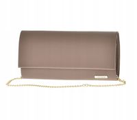 Laura Biaggi - elegancka torebka wizytowa łańcuszek ciemny taupe mat JP115