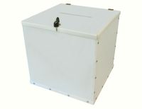 Urna skarbonka puszka skrzynka na dokumenty plexi mleczna 45x45x45 cm