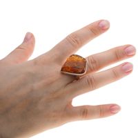 Pierścionek regulowany - Koniakowy Bursztyn w srebrze