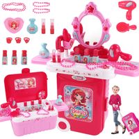 toaletka dla dziewczynki duża z lustrem led walizka 008-953a