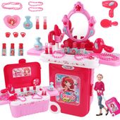 toaletka dla dziewczynki duża z lustrem led walizka 008-953a