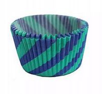 FOREMKI PAPILOTKI do muffinek niebiesko-zielone paski 50x35 mm 100 szt