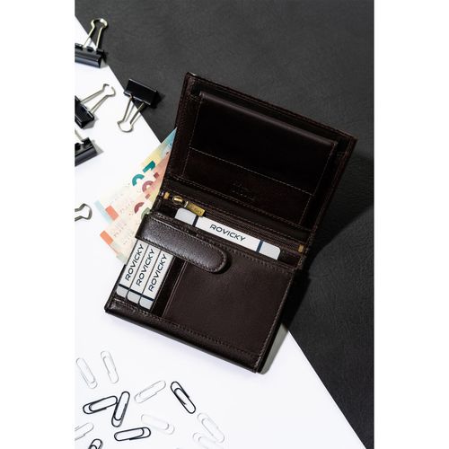 klasyczny portfel męski z rfid w brązowym kolorze - rovicky na Arena.pl