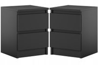 Komplet Szafki Nocne Stolik Do Sypialni Pari 2 Szuflady Czarny Mat