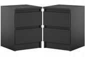 Komplet Szafki Nocne Stolik Do Sypialni Pari 2 Szuflady Czarny Mat