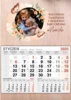 KALENDARZ 2025 jednodzielny DREWNIANY prezent dla dziadka babci ze zdjęciem
