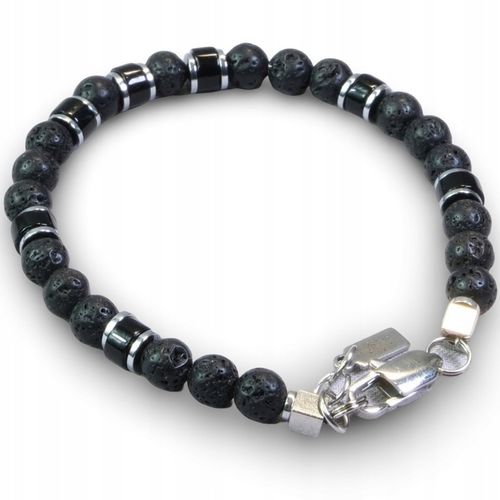 Bransoletka Męska Srebrna Prezent Dla Faceta Prezent Na Święta Lawa Onyks na Arena.pl