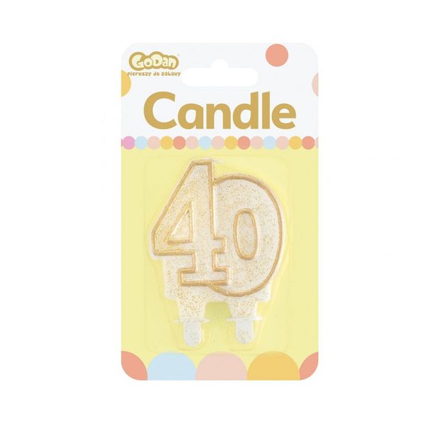 ŚWIECZKA URODZINOWA CYFERKA 40 GODAN ZŁOTY KONTUR zdjęcie 2