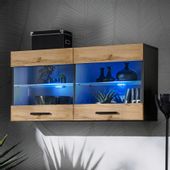 Pan Igiełka Witryna Wisząca LED Czarny Biały Dąb Wotan Loft Kompaktowa