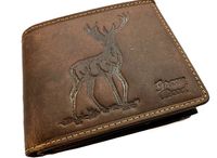 Skórzany portfel myśliwski Green Deed ciemny brąz - Jeleń / RFID