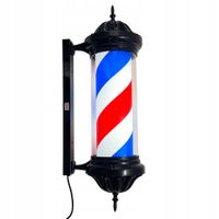 SŁUPEK BARBERSKI ZNAK REKLAMA BARBER POLE LAMPA LED SALON PLAFON CZARNY S3