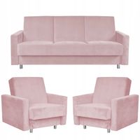 Zestaw mebli wypoczynkowy Alicja wersalka kanapa fotele  różowy