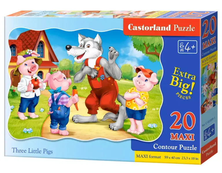 Puzzle maxi 20 elementów. Trzy małe świnki zdjęcie 1