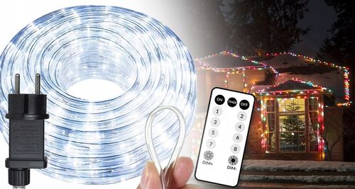 WĄŻ LED ŚWIETLNY ZEWNĘTRZNY BIAŁY ZIMNY LAMPKI PROGRAMATOR IP67 10m 230V na Arena.pl