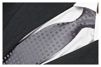 ŻAKARDOWY Gładki Krawat w Groszki STALOWY rc235