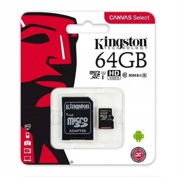 KINGSTON KARTA MICROSD 64GB MICRO CL10 ADAPTER SD zdjęcie 1