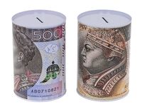 skarbonka metalowa puszka pln złoty , 15x10cm