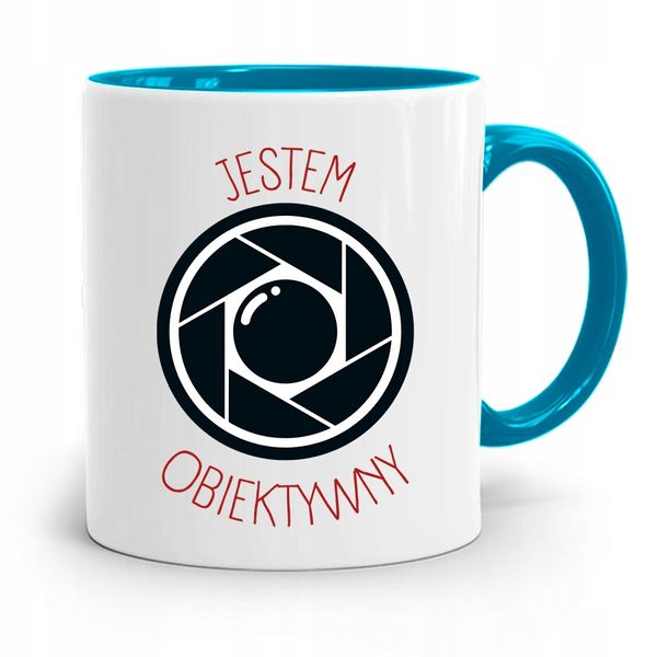 Kubek Błękitny Fotografa Jestem Obiektywny Prezent Z Nadrukiem Ze Zdjęciem zdjęcie 1