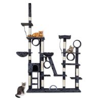 17040 DRAPAK DLA KOTA DRZEWKO 255CM WIELOPOZIOMOWY SZARY W ŁAPKI STABI