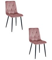 Krzesło różowe welurowe LIBRA velvet 2 szt. do jadalni nogi czarne