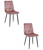 Krzesło różowe welurowe LIBRA velvet 2 szt. do jadalni nogi czarne