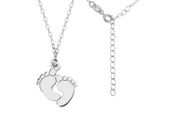 Elegancki rodowany srebrny naszyjnik gwiazd celebrytka dziecięce stópki nóżki dziecka srebro 925 R0216N